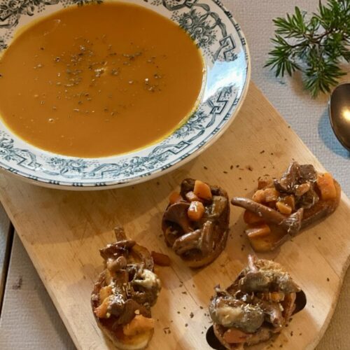 Soupe + crostini aux champignons
