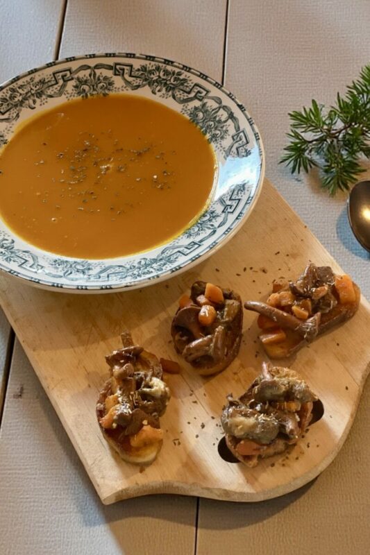 Soupe + crostini aux champignons