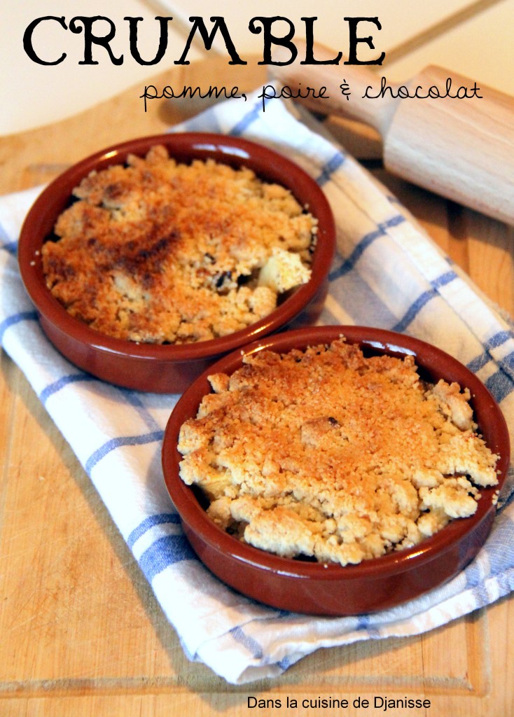 Crumble pommes poire et chocolat